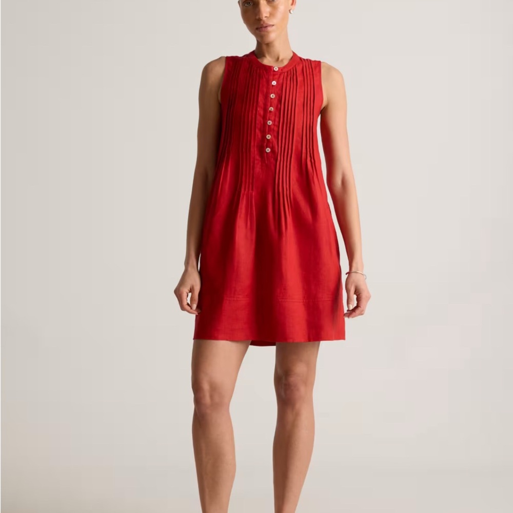 Red Sleeveless linen Dress - Quince
